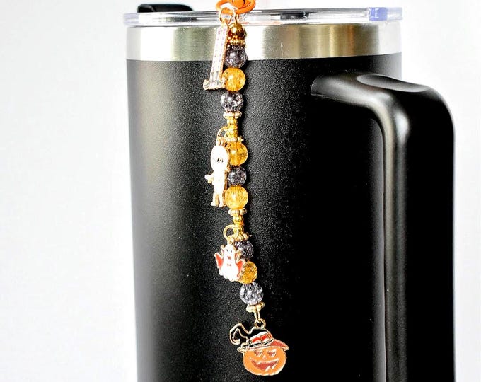 Tumbler Straw Dangle Halloween Charms – Orange and Black