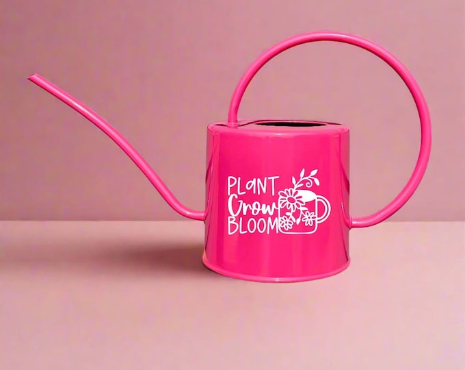Pink Watering Can: Plant Grow Bloom Floral Design, Garden Gift