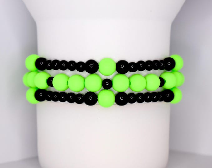 Neon Green Tumbler Bracelet Set: Stackable Cup Accessories