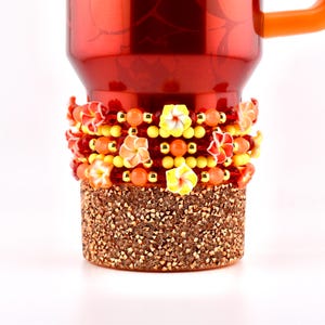 Orange Red Yellow and Gold Hibiscus Flower Bracelet Collection