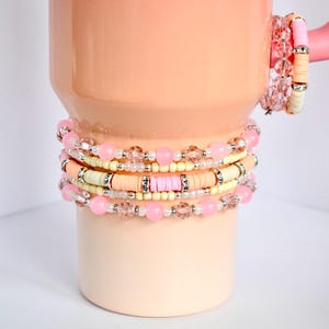 Pink Mesa Sunset Tumbler Bracelet Set: Handmade Sparkling Stacking Bracelets