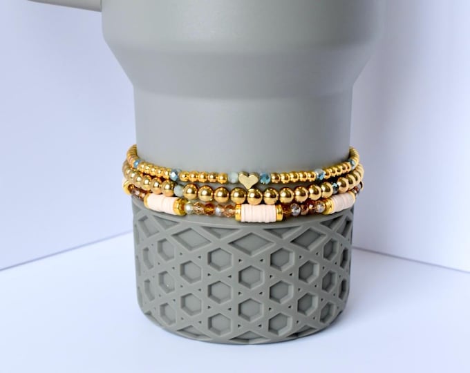 Tumbler Bracelet Stack Sage Grey Set of 3 Tumbler Bracelets