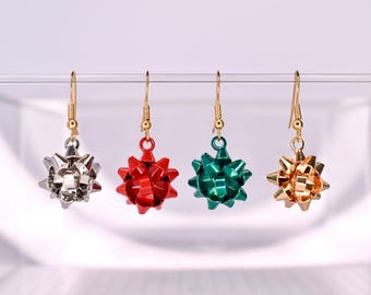 Gift Bow Dangle Earrings: Festive Holiday Jewelry