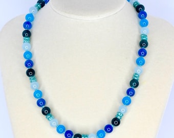 Blue Glass Bead Necklace