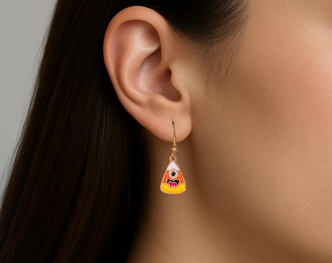 Candy Corn Earrings Halloween Dangle Earrings Cute Spooky Jewelry Fall Accessory Gift for Her