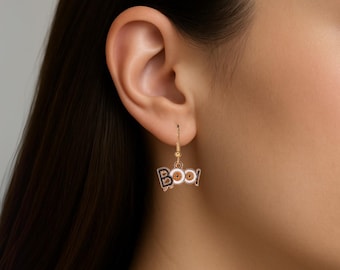 Halloween Boo Dangle Earrings: Spooky Fall Jewelry