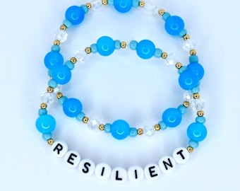 Blue and Crystal Beaded Bracelet Set