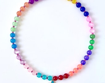 Color Pop Beaded Necklace with Flower Charm