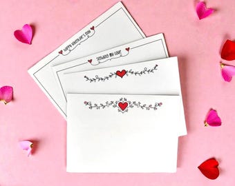 Printable Valentine’s Day Notecards - Set of 4 5x7” Valentines Digital Download