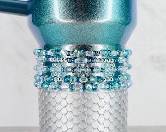 Ponderosa Shimmer Bracelet Collection: Turquoise, Silver and Crystal Beaded Bracelets with Snowflake Accent Beads