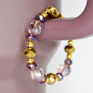 モーブ、ブラッシュ、ゴールドのカシミアタンブラーハンドルブレスレット