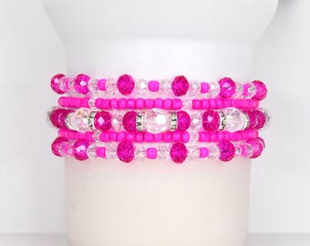 Hot Pink Violet Blossom Bracelet Collection