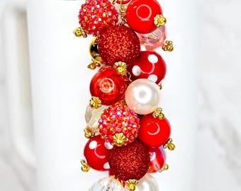 Red and Gold Tumbler Straw Bauble Charm