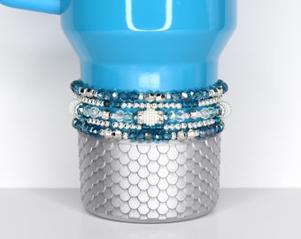 Blue Bracelet Collection with Silver Sparkling Accent Beads