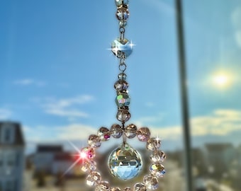 Crystal Halo Prism Suncatcher Handmade Window or Rearview Mirror Hanging Charm