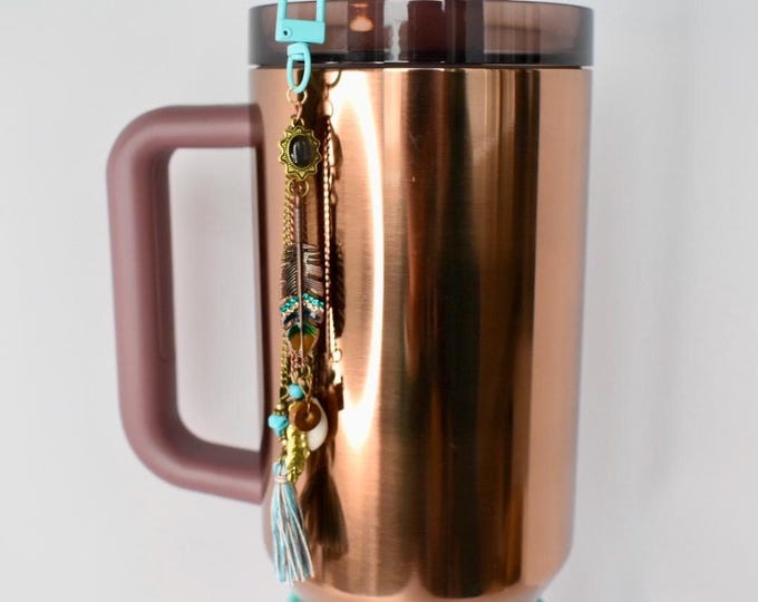 Polished Rose Gold Tumbler Straw Dangle