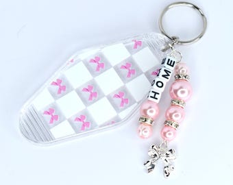 Checkered Bows Motel Keychain
