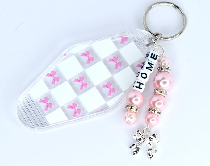 Checkered Bows Motel Keychain