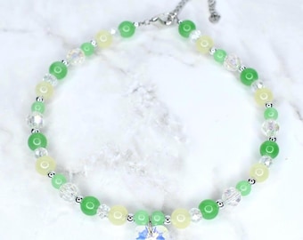 Green Yellow and Crystal Heart Charm Princess Necklace – Dress Up Jewelry
