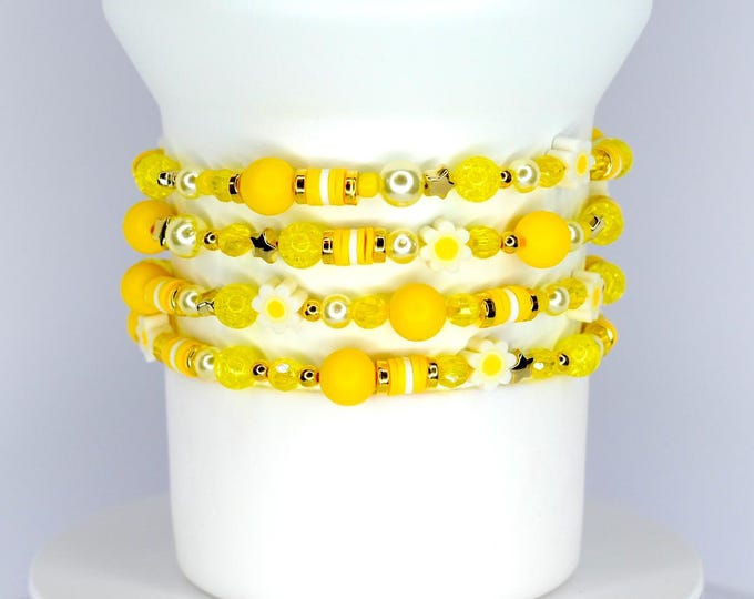 Yellow Daisy Tumbler Bracelet Stack