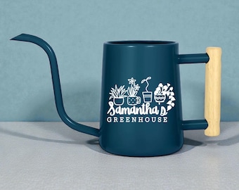 Personalized Watering Can with Customizable Name or Word with House Plant Design
