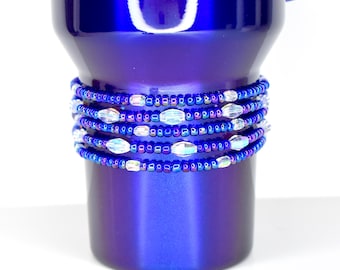 Royal Blue Beaded Bracelet Collection: Iridescent Blue-Purple Beaded Bracelets with AB Crystal Accents