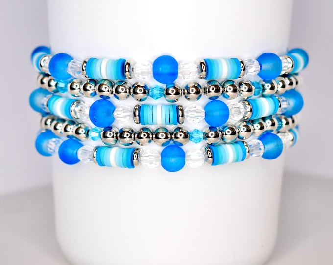 Bright Blue Tumbler Bracelet Stack