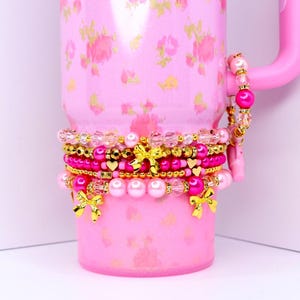 Pink and Gold Tumbler Bracelet Stack: Ibiza Sunset Style