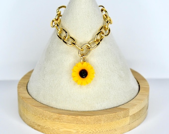 Gold Chain Sunflower Charm Necklace for Monster Doll