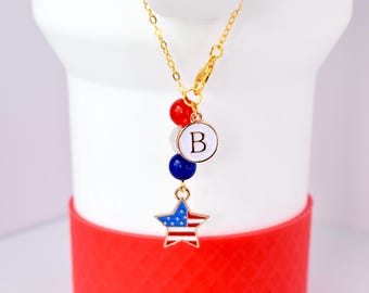 Patriotic Tumbler Handle Bracelets – Gold Chain with Charm