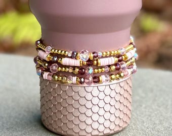 Mauve, Blush and Gold Cashmere Bracelet Collection