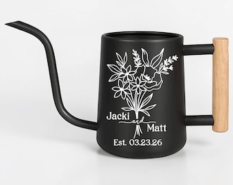 Personalized Watering Can with Floral Design – Customizable Name and Date