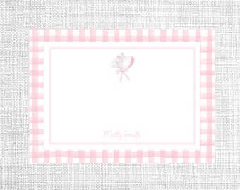 Personalized Baby Bonnet Stationery in Pink