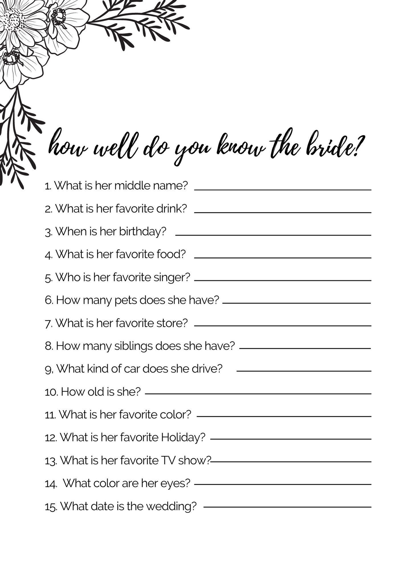Bridal Shower Game Template Printable Editable How Well Do Etsy Bridal Shower Game Template Printable Editable How Well Do Etsy