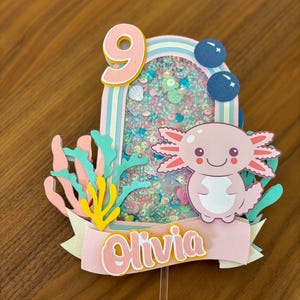 Pink Axolotl Cake Topper, Pastel Color Axolotl Cake Topper, Axolotl Theme Party, Axolotl Birthday Decor, Axolotl Birthday for Girl, Ajolote