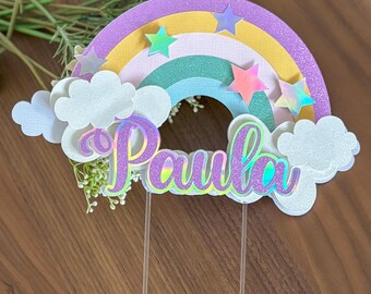 rainbow cake topper, rainbow theme party, on cloud nine cake topper