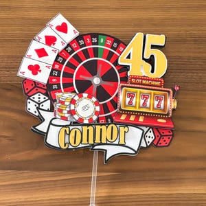 Casino Night Birthday Topper, Vegas Birthday Theme, Roulette Party, Poker Party Decor, Casino Cake Topper, Casino Party Birthday Decor