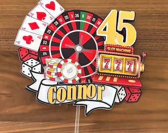 Casino Night Birthday Topper, Vegas Birthday Theme, Roulette Party, Poker Party Decor, Casino Cake Topper, Casino Party Birthday Decor
