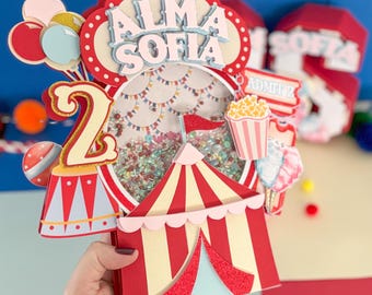 pastel color circus cake topper, pastel carnival topper, circus themed birthday, carnival themed cake topper, festival cake topper, fair