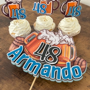 brewer cake topper, beers and cheers birthday topper, beer cake topper, beer themed decor, cheers and beers party, beer fest, Oktoberfest