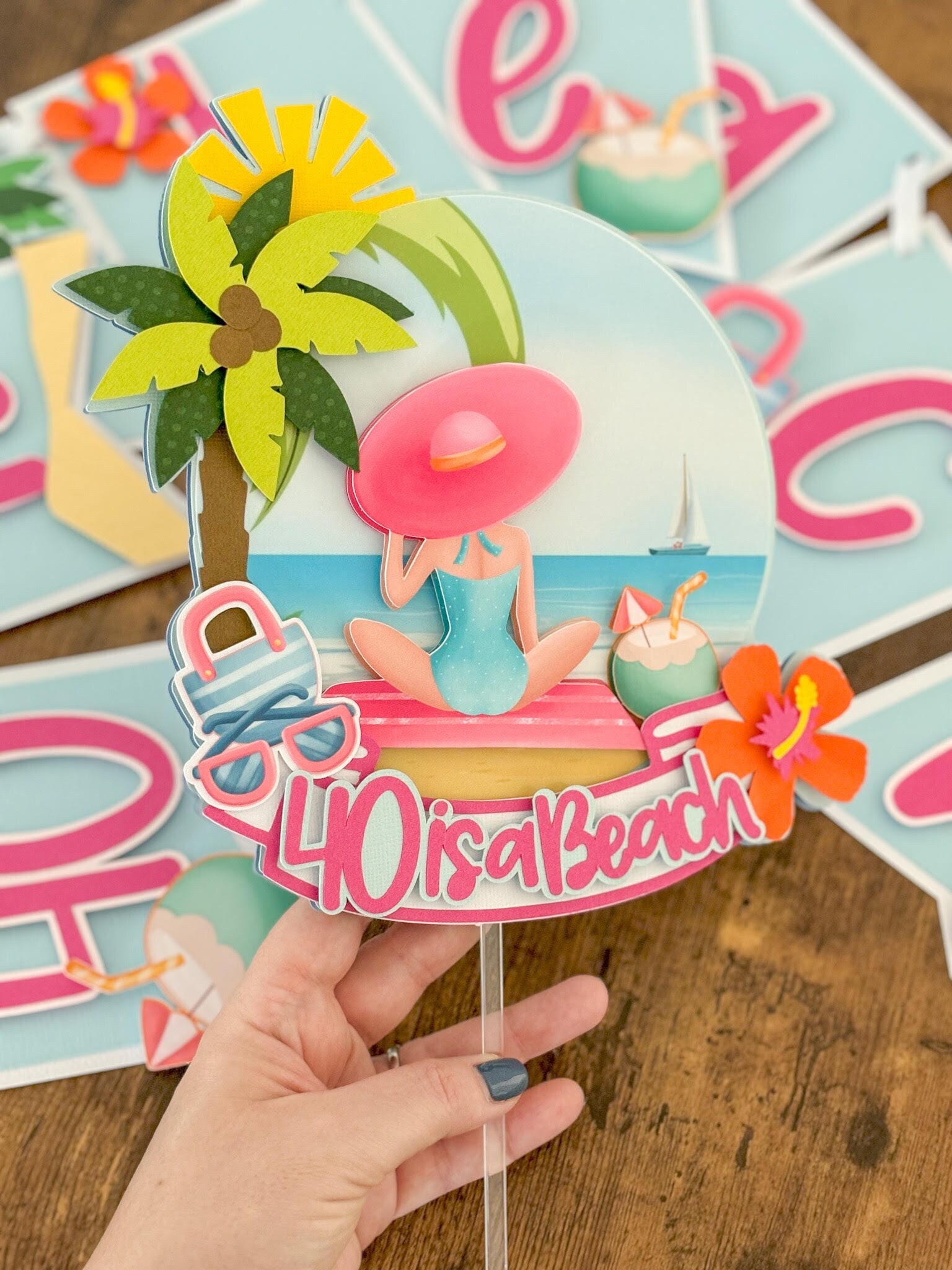 Bech Topper Beach Theme Cake Topper Printable