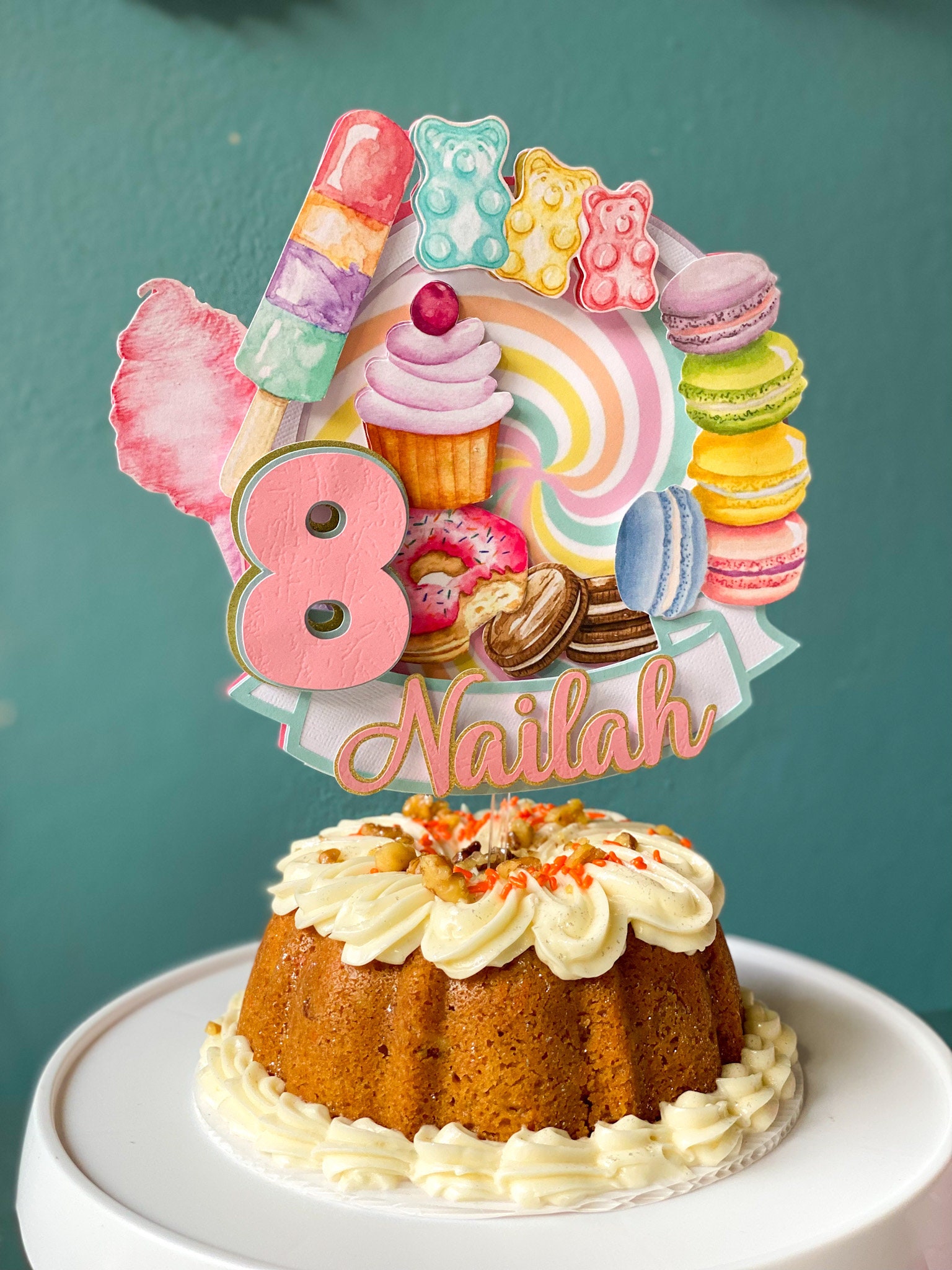 Pastel candy land cake topper