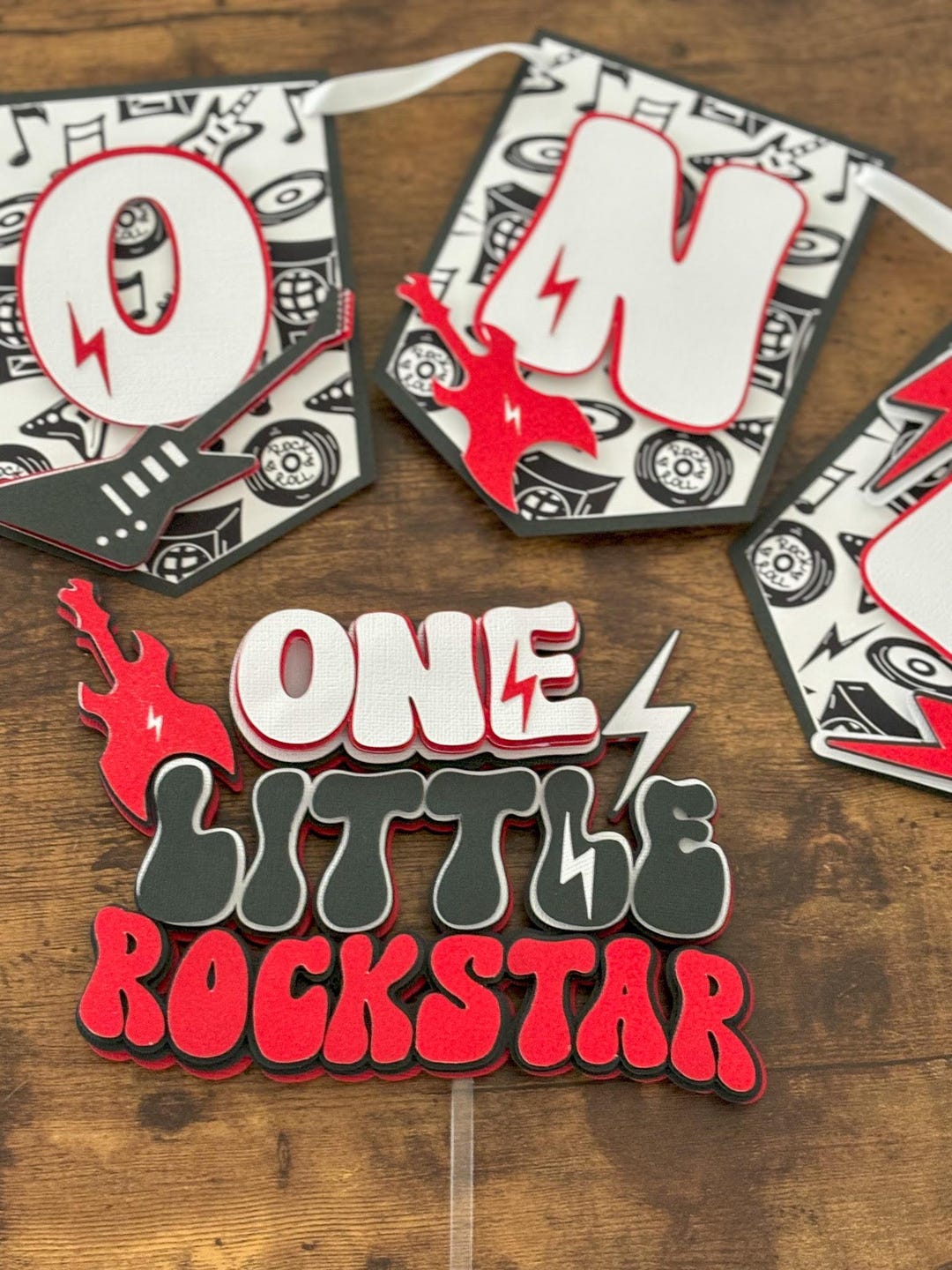 One Rocks Cake Topper, Rockstar Birthday Party, Rock on Birthday Cake ...