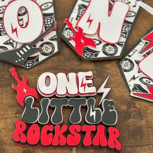 One Rocks Cake Topper, Rockstar Birthday Party, Rock On Birthday Cake Topper, Rock and Roll Birthday, Born to Rock Cake Topper, Rocker Party