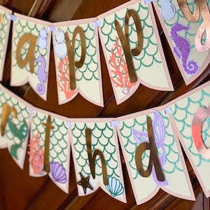 Mermaid Banner, Mermaid Backdrop, under the sea banner, mermaid birthday party decor, mermaid birthday decor