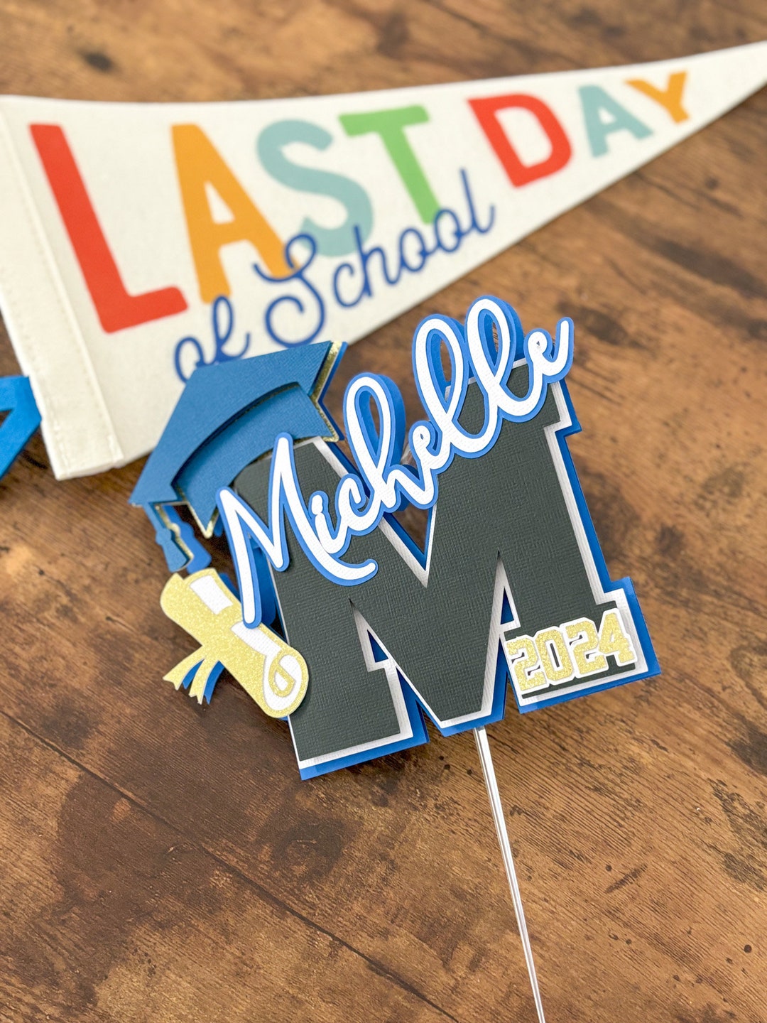 Star Topper Graduation Graduation Custom Initial Cake Topper, Cap and Gown Cake Topper ...