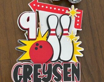 Bowling Theme Birthday Party Cake Topper, Bowling Party, Cosmic Bowling Birthday Party, Bowling Cake Topper, Bowling Party Decor, Let's Bowl