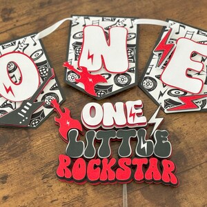 One Rocks Cake Topper, Rockstar Birthday Party, Rock on Birthday Cake ...