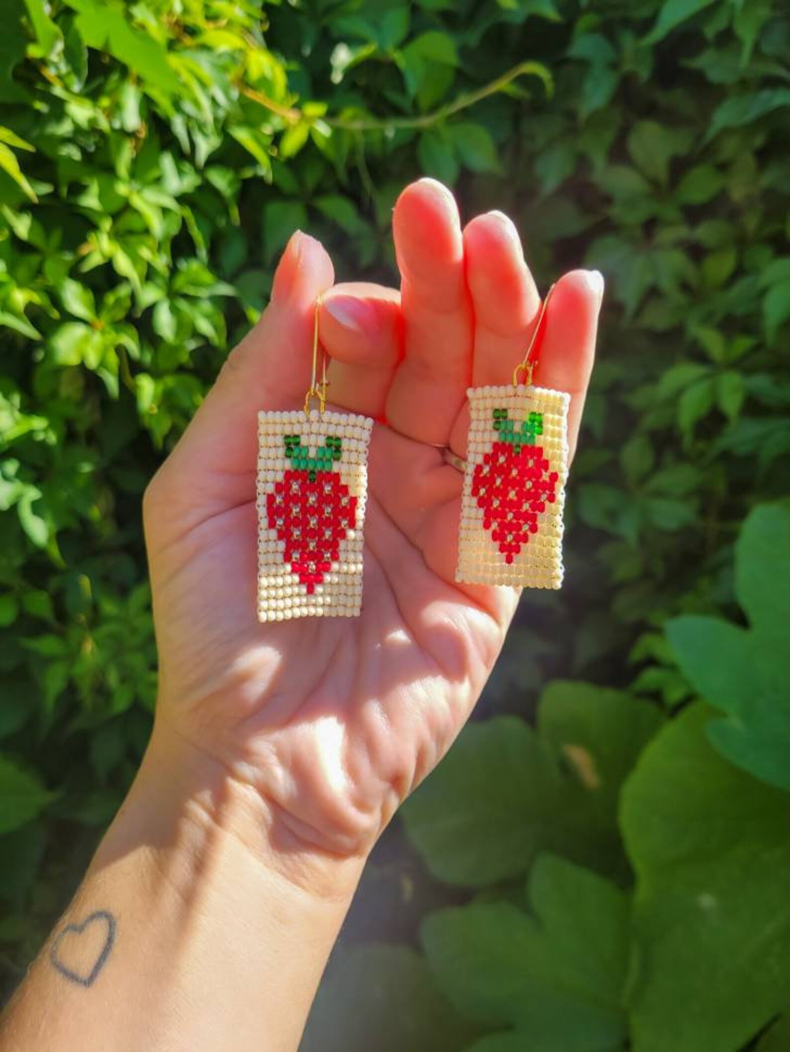 Seed Bead Strawberry Earrings, Beaded Strawberries Etsy