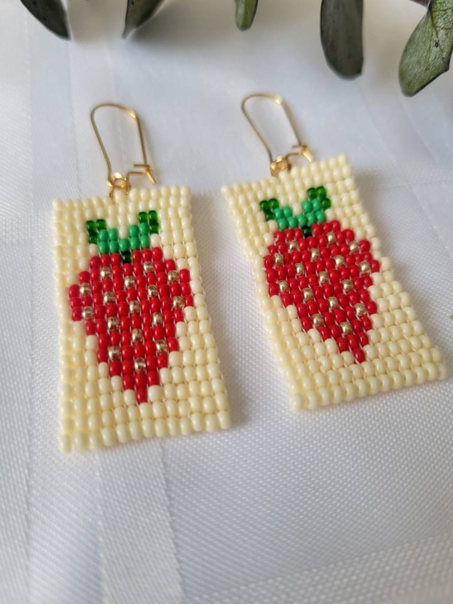 Seed Bead Strawberry Earrings, Beaded Strawberries Etsy